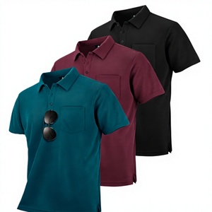 Vente en gros usine – Nouveau T-shirt col roulé respirant en polyester noir à manches courtes grande taille pour homme - Product Image 2