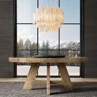 Table de salle à manger ronde moderne en chêne massif Davos Design élégant X-Base pour les salles à manger de luxe Hôtels et bureaux de direction