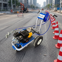 Machine professionnelle de marquage routier à peinture froide sans air, type diaphragme, pompe moteur Honda 6,5 CV, pistolet de pulvérisation unique, certifiée CE