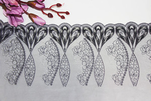 رمادي داكن ملون شبكة زهور دانتيل بوليستر نايلون قماش مطرز دانتيل للنساء ملابس داخلية - Product Image 3