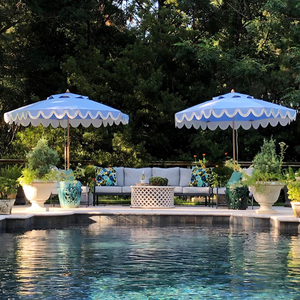 Sombrilla de playa octogonal de madera grande de 9 pies personalizada de lujo con borlas para piscina al aire libre jardín algodón borde festoneado <span class=keywords><strong>Patio</strong></span> sombrilla - Product Image 1