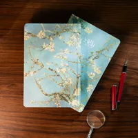 Carnet A5 à couverture rigide, ligné, avec reliure spirale, logo imprimé, collection d'art Van Gogh « Fleurs d'amande » – Be Online