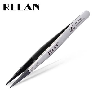 Relan Anti-static Tweezers ESD-259 Stainless Steel Non-magnetic Industrial Precision <b>Tool</b> - Product Image 1