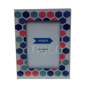 Cadre photo géométrique fait à la main séduisant véritable os multicolore personnalisé affichage de cadeaux et de souvenirs accent décoratif - Product Image 6