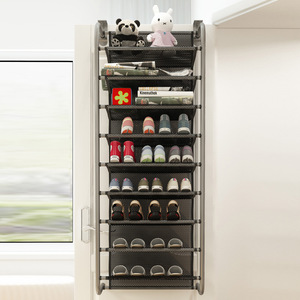 Over Door <b>Shoe</b> Rack 6 Layer Black 56x21x93cm <b>Wall</b> Mounted <b>Storage</b> Solution Behind Door Organizer - Product Image 1