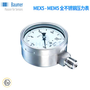 Baumer MEX5-MEM5 Pressure <b>Gauge</b> 100mm Stainless Steel Precision Instrument - Product Image 1