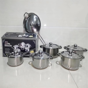 Bộ nồi chảo inox cao cấp, thiết kế hiện đại thân thiện với môi trường, có nắp kính, dùng để chiên, nấu súp, hấp, làm sữa, nấu ăn - Product Image 2