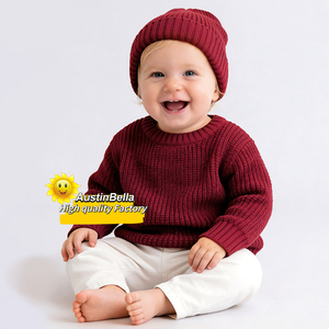 Sweater Bayi Rajut Kustom Desain Grosir RTS,  Rajutan Katun Kerah Bulat Tebal Ukuran Besar untuk Anak Laki-laki & Perempuan,  Jumper Musim Dingin - Product Image 5