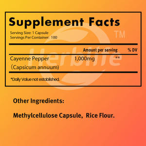 OEM ขายดี - ปรับแต่งได้ - พริกไทยแดง (Capsicum Annuum) 500 มก. - สมุนไพรเสริมสุขภาพ - 100 แคปซูลผัก - ช่วยระบบย่อยอาหารให้แข็งแรง - Product Image 2