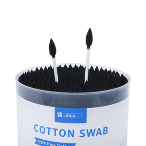 300 pièces/boîte, cotons-tiges à tête pointue double noire, bâtonnet en papier blanc, cotons-tiges avec boîte ronde - Product Image 3