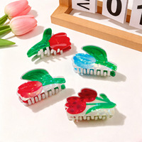 Pince à cheveux en forme de tulipe printanière, fleur magique, pince requin pour fille, pince à cheveux en plastique faite à la main, cadeau pour femme, 8,9 cm