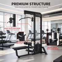 Machine de musculation à assise pour tirage vertical et lat pulldown avec pile de poids de 80 kg pour l'entraînement des dorsaux et des bras