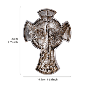Cruz <span class=keywords><strong>de</strong></span> Pared <span class=keywords><strong>de</strong></span> Resina <span class=keywords><strong>de</strong></span> San Miguel Arcángel, Adorno Colgante, Escultura en Relieve, Decoración Religiosa <span class=keywords><strong>de</strong></span> Pared, Placa Cruzada para Iglesia y Hogar - Product Image 3