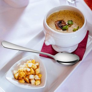 12 pièces cuillères à soupe en acier inoxydable à Long manche <span class=keywords><strong>de</strong></span> 6.1 pouces, <span class=keywords><strong>cuillère</strong></span> <span class=keywords><strong>de</strong></span> <span class=keywords><strong>Table</strong></span> écologique pour manger, mélanger et remuer - Product Image 3