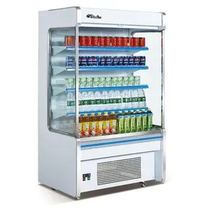 Refrigerador aberto de superfície para beber frutas e legumes