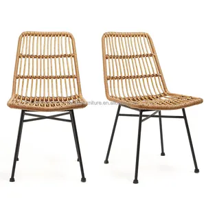 Factory Manufacturer Cheap Patio Furniture Outdoor Rattan Woven Rope Dining Chair Wood Garden Outdoor Rattan Chair