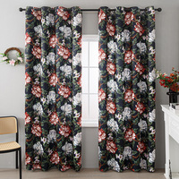 Rideaux de fenêtre occultants à isolation thermique en polyester de feuille de fleur d'impression botanique florale obscurcissant chaque 52 pouces par 84 pouces