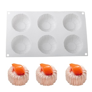 Moule en silicone écologique Charlotte circulaire pour gâteau mousse au chocolat, texture tricotée, rainures, sac OPP, compatible four, outils de pâtisserie - Product Image 3