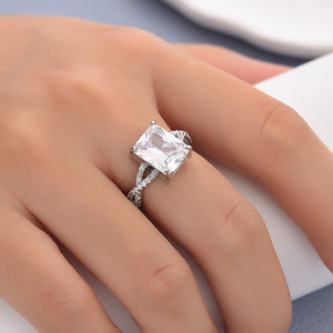 Anel de Noivado TIANYIDA em Prata Esterlina 925 com Design Torcido, Anel Hip Hop com Zircônia 4A, Anel de Diamante - Product Image 3