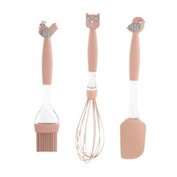 Ensemble d'ustensiles en silicone à poignée d'animal de dessin animé mignon pour la cuisine des enfants comprenant une spatule à beurre brosse à huile batteur à oeufs