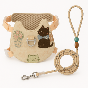 <span class=keywords><strong>Harnais</strong></span> et laisse personnalisés pour chat mignon <span class=keywords><strong>harnais</strong></span> réglable et respirant pour animaux de compagnie motif imprimé personnalisé pour chaton chiot petits animaux de compagnie - Product Image 1