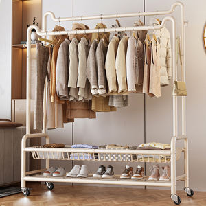 Simple de pie de Metal doble capa individual soporte de almacenamiento dormitorio multifuncional movible Zapatero estante de exhibición - Product Image 2