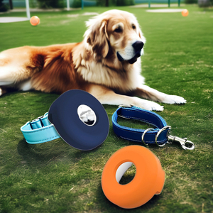 现代豪华狗遛狗式项圈条纹图案软尼龙Airtag盒多色硅胶材料 - Product Image 3