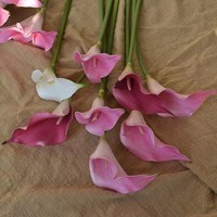 Fleurs artificielles Calla Lily blanches à tige unique, couleur Bourgogne, faites à la main, effet réaliste en EVA pour mariage