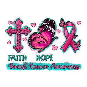 Transfert de sérigraphie personnalisée <span class=keywords><strong>Faith</strong></span> Hope <span class=keywords><strong>Cure</strong></span> Sensibilisation au cancer du sein Sublimation Conception Impression Christian DTF Transferts - Product Image 2