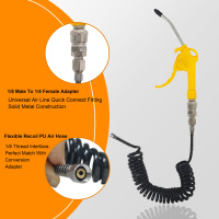 Tuyau de recul tressé de 3 mètres avec adaptateur de 1/8 à 1/4, tuyau de connexion pour aérographe et mini compresseur d'air