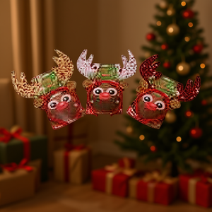 HOMEEA Christmas Reindeer Headband W23*27CM Digital Printing Holiday Party Decoration Set - Product Image 2