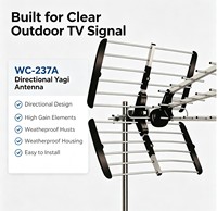 Antena HDTV Luar Ruangan Jangkauan Jauh WC-237A 4K Aluminium UHF VHF Digital TV Gain Tinggi 15dbi 1050mm Penguat Sinyal Rumah