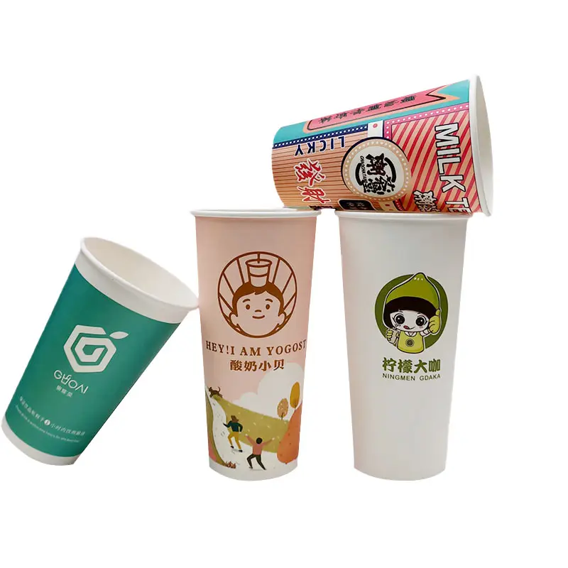Single Wall Bio-degradable Paper milk bubble tea cups custom