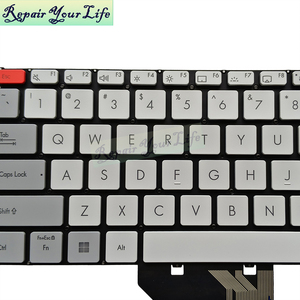 คีย์บอร์ดแล็ปท็อปแบล็คไลท์สำหรับ Asus <span class=keywords><strong>VivoBook</strong></span> <span class=keywords><strong>Pro</strong></span> <span class=keywords><strong>15X</strong></span> โอแอลอีดี <span class=keywords><strong>K6501</strong></span> K6501ZM คีย์บอร์ด0KNB0-580GUS00สีเทาใหม่ - Product Image 2