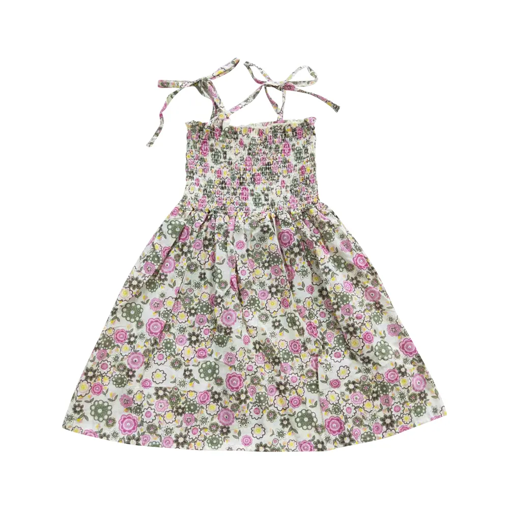 Infant toddle girls floral smocking dress wholesale boutique CLOTHES baby girls spring dress summer girls cheap price dress