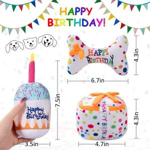 Offre Spéciale chien anniversaire jouets en peluche conception mignonne jouets à mâcher en peluche grinçant pour petits chiens de taille moyenne - Product Image 5