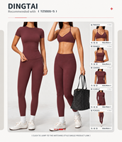 Ensemble de yoga brossé rembourré à col halter pour femme, soutien-gorge de sport et leggings longs à effet ventre plat et rehausseur de fessiers, séchage rapide et respirant