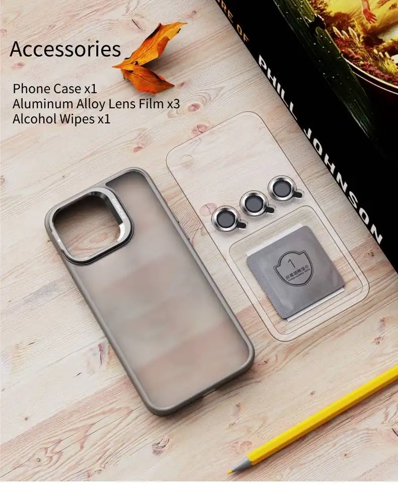 Matte Lens Bracket Phone Case For iPhone 15 14 13 PRO MAX Mobile Phone Case With Aluminum Alloy Lens Film