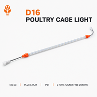 Lampe linéaire LED pour volailles à faible entretien, longue durée de vie (50 000 heures), dimmable, 48 V, étanche IP67, pour l'élevage commercial