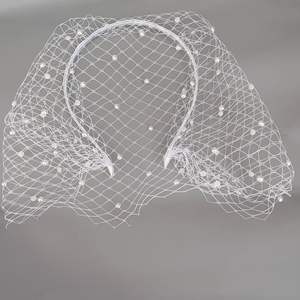 Gt नई 2025 थोक विवाह राजभोज मोती चेहरे का घूंघट बिडिंग सजावट रेट्रो बिडकेज महिलाओं के लिए रेट्रो बिसकेज हेडबैंड जाल - Product Image 3