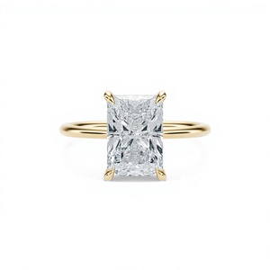 Anillo de Diamante Solitario de Corte Radiante de 3.5 Quilates Cultivado en Laboratorio, Anillo de Compromiso de Oro Amarillo de 14K - Product Image 4