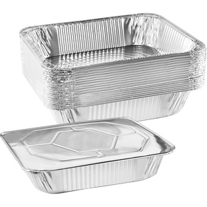 CB47 10 20 50 Pcs Food Grade Disposable Aluminum <b>Foil</b> Food <b>Containers</b> with Plastic Lids 200ml Rectangle Plates - Product Image 1