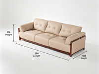 Ensemble de canapés en cuir véritable et bois pour salon, canapé nuage en cuir pleine fleur, mobilier de salon