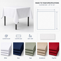Mantel Cuadrado Blanco al por Mayor, 240GSM, Poliéster Hilado MJS, Lavable, Comercial, para Hotel, Restaurante, Tamaño Personalizado, para Banquetes
