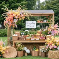 Centres de table floraux rustiques réutilisables pour mariage, dégradé jaune et orange, fleurs artificielles pour la décoration de bar à desserts en extérieur