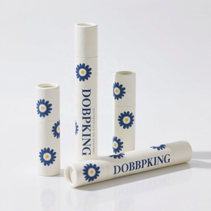 Cartón personalizable Blanco marrón cartel envío tubo embalaje correo tubos con tapas para el transporte seguro de ilustraciones - Product Image 4