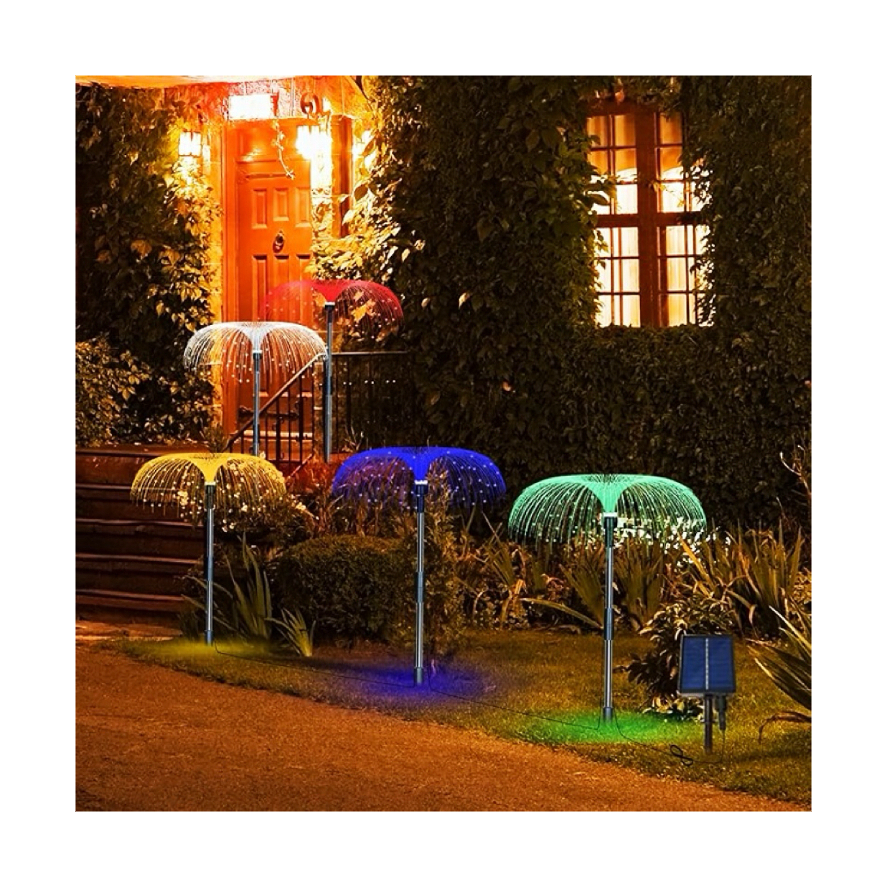 Upgraded Garden Solar Decorative Lights Jellyfish Decor Fireworks Landscape Light Changing Flower Outdoor Led Fiber Optic Lights