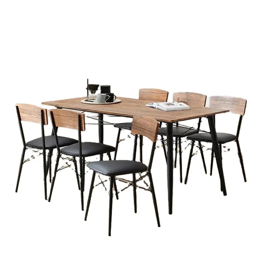 Meja Makan penjualan laris Jepang dengan 6 kursi furnitur logam set meja makan untuk enam untuk ruang tamu