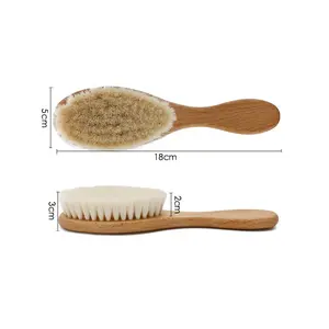 Customizable Baby Wool Hairbrush For 1-6 Years Cushion Wooden Comb Natural Ionic Hairbrush Home Use Welcome OPP Bag Packaging