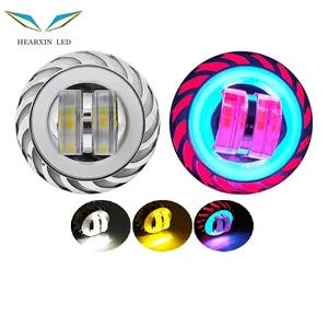 High Brightness Angel Eye LED Lights Scooter Headlamp Waterproof Motorcycle Spotlight with Multi Colorful Lighting Modes